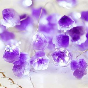 Decorative Lights Amethyst LED String Lights Battery Operated with Remote 10 ft